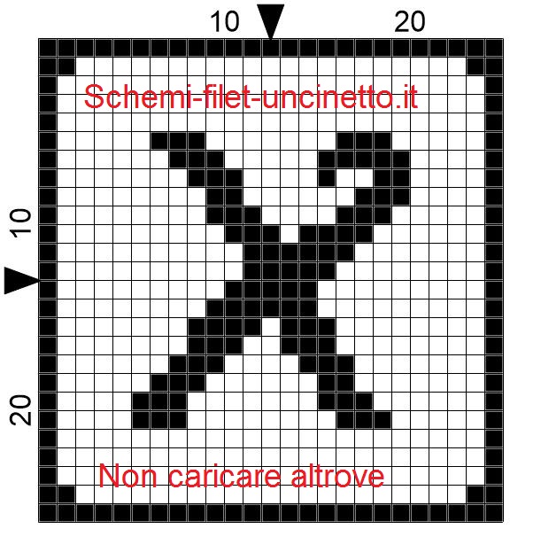 Lettera x filet schema gratis