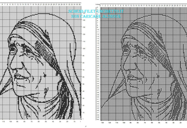 Madre Teresa di Calcutta schema filet uncinetto gratis