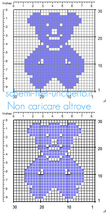 Orsetto piccolo semplice inserto schema uncinetto filet