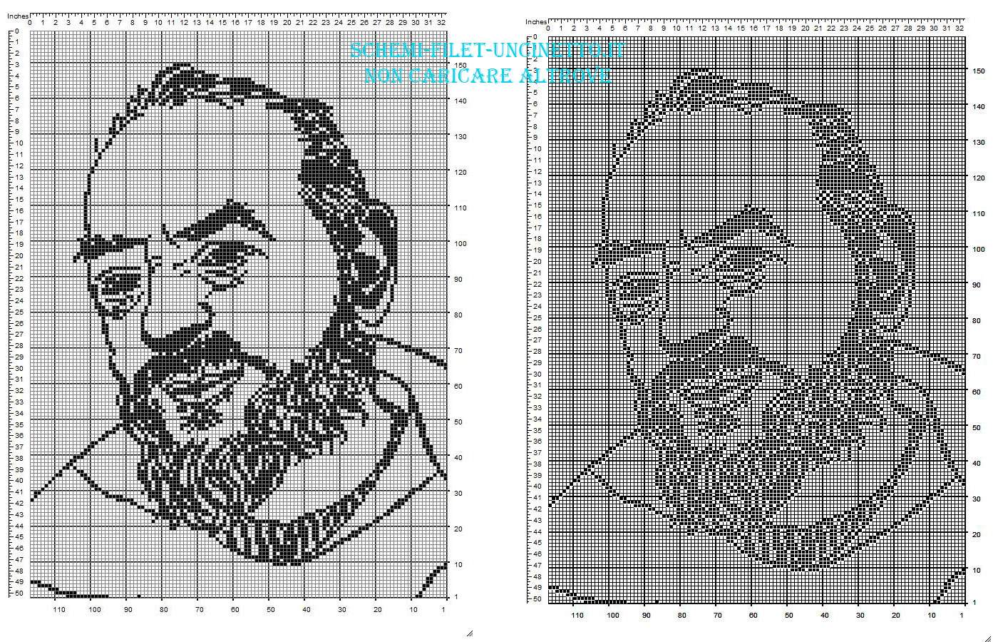 Padre Pio schema filet uncinetto gratuito 160 x 110 quadretti categoria religiosi