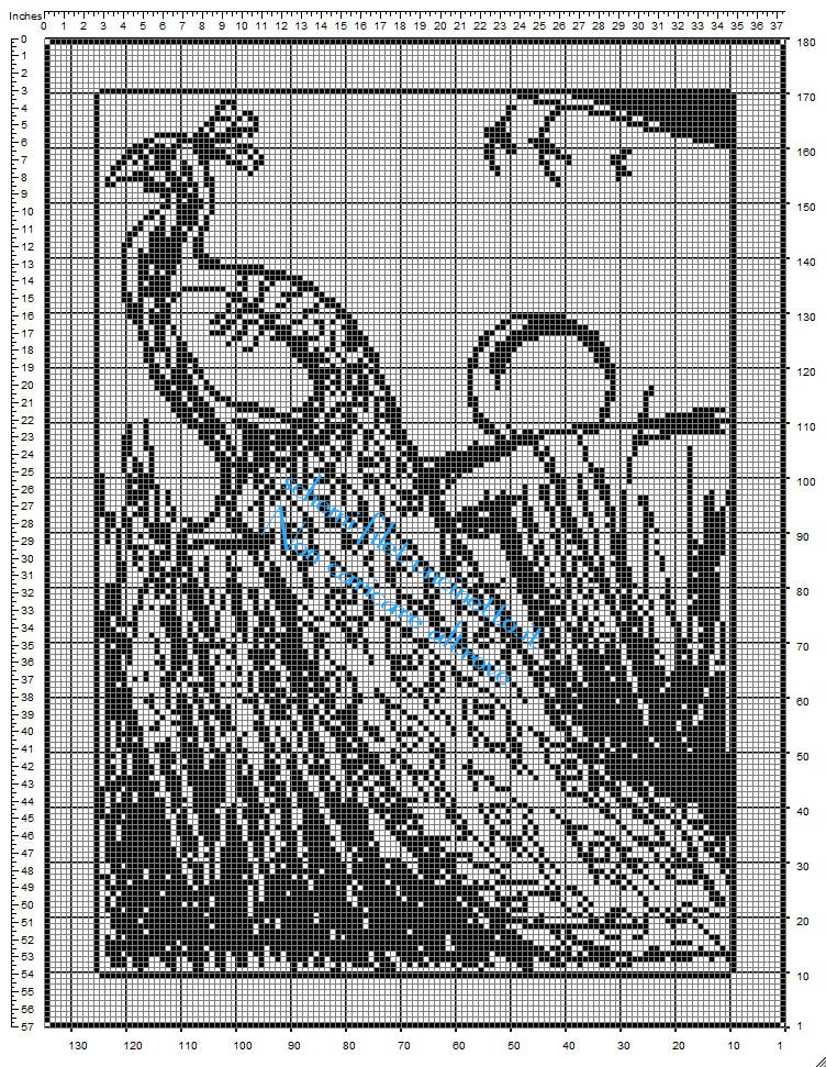 Pavone al tramonto quadro casa schema uncinetto filet download gratuito