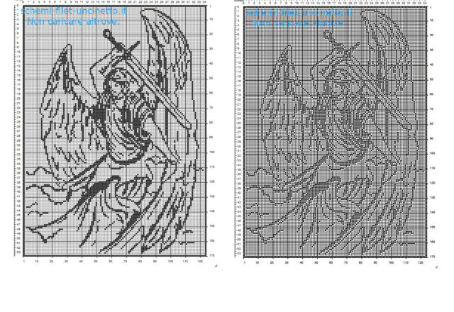 San Michele Arcangelo schema filet uncinetto gratis idea quadro casa salotto