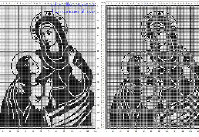 Sant' Anna con Maria schema filet uncinetto nella categoria religione