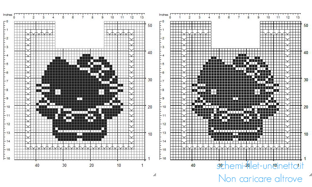 Schema bavaglino a uncinetto filet con Hello Kitty