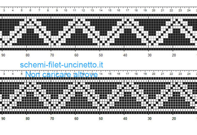 Schema bordino a uncinetto filet 15 quadretti motivo azteco 1