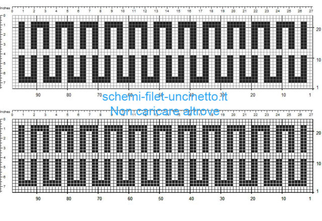 Schema bordo a uncinetto filet greca altezza 20 quadretti
