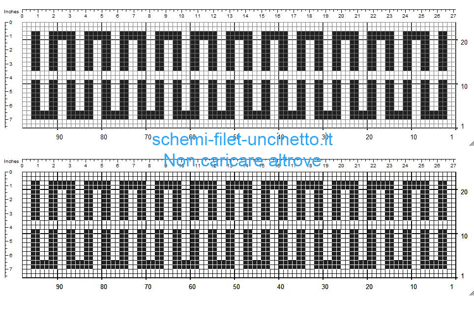Schema bordo a uncinetto filet greca altezza 20 quadretti