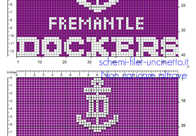 Schema filet uncinetto con logo del Fremante Football Club squadra autraliana per coperta