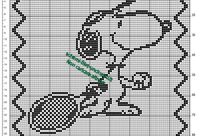Schema filet uncinetto cuscino per bambini con Snoopy ed una racchetta da tennis