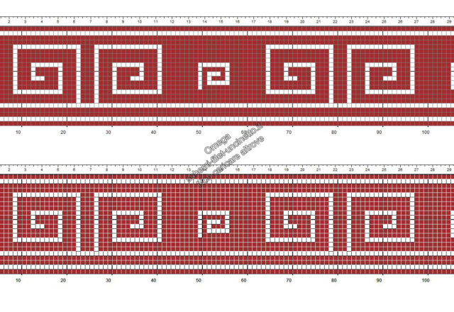 Schema filet uncinetto gratis bordo greca color bordò altezza 22 quadretti