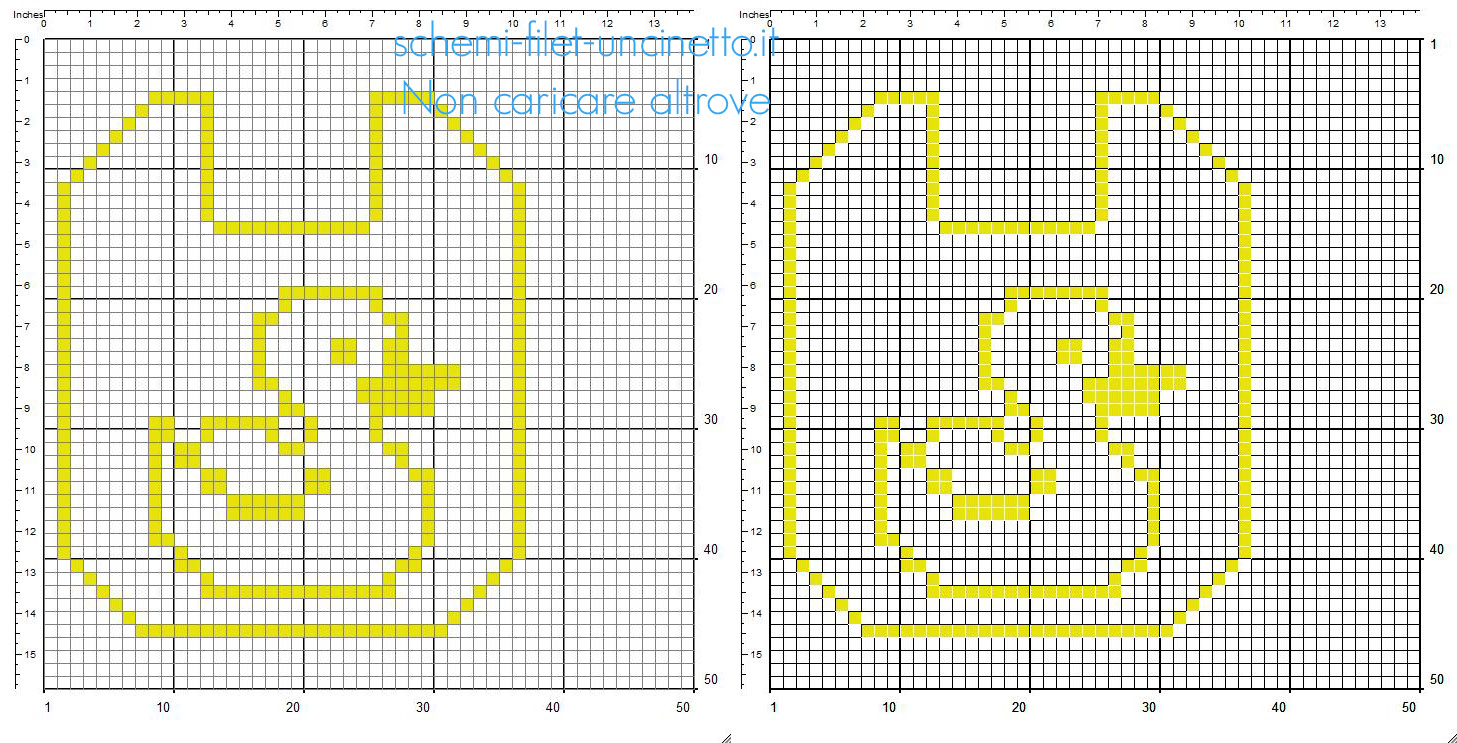 Schema gratis bavaglino uncinetto filet con paperella