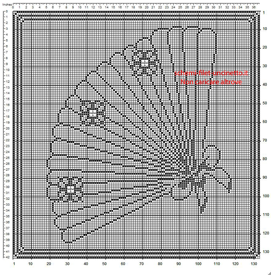 Schema gratis per quadretto uncinetto filet con ventaglio 133 x 133 quadretti