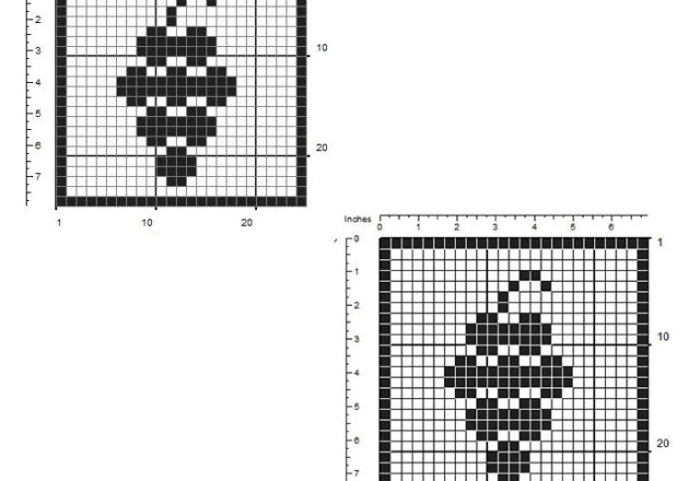 Schema gratis sottobicchieri uncinetto filet con grappolo di uva 25 quadretti