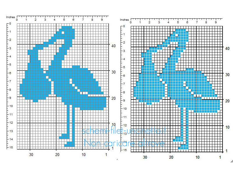 Schema inserto a uncinetto filet cicogna con bambino