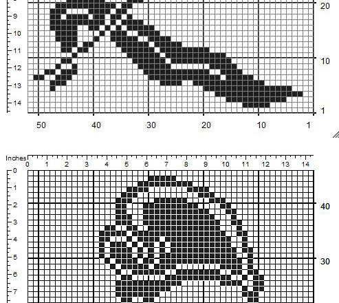 Schema inserto uncinetto filet gratis fiore Calla 49 x 44 quadretti