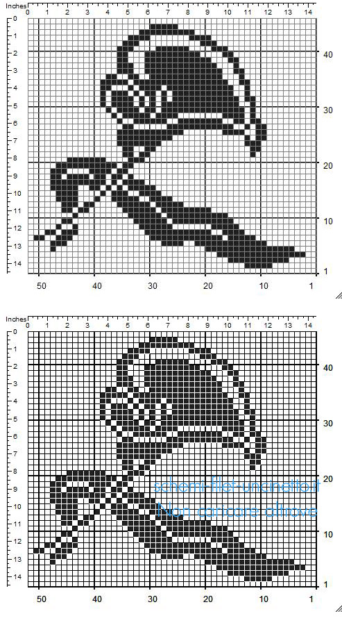 Schema inserto uncinetto filet gratis fiore Calla 49 x 44 quadretti