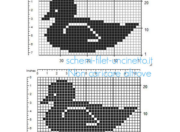 Schema inserto uncinetto filet paperella dimensioni 36 x 21 quadretti