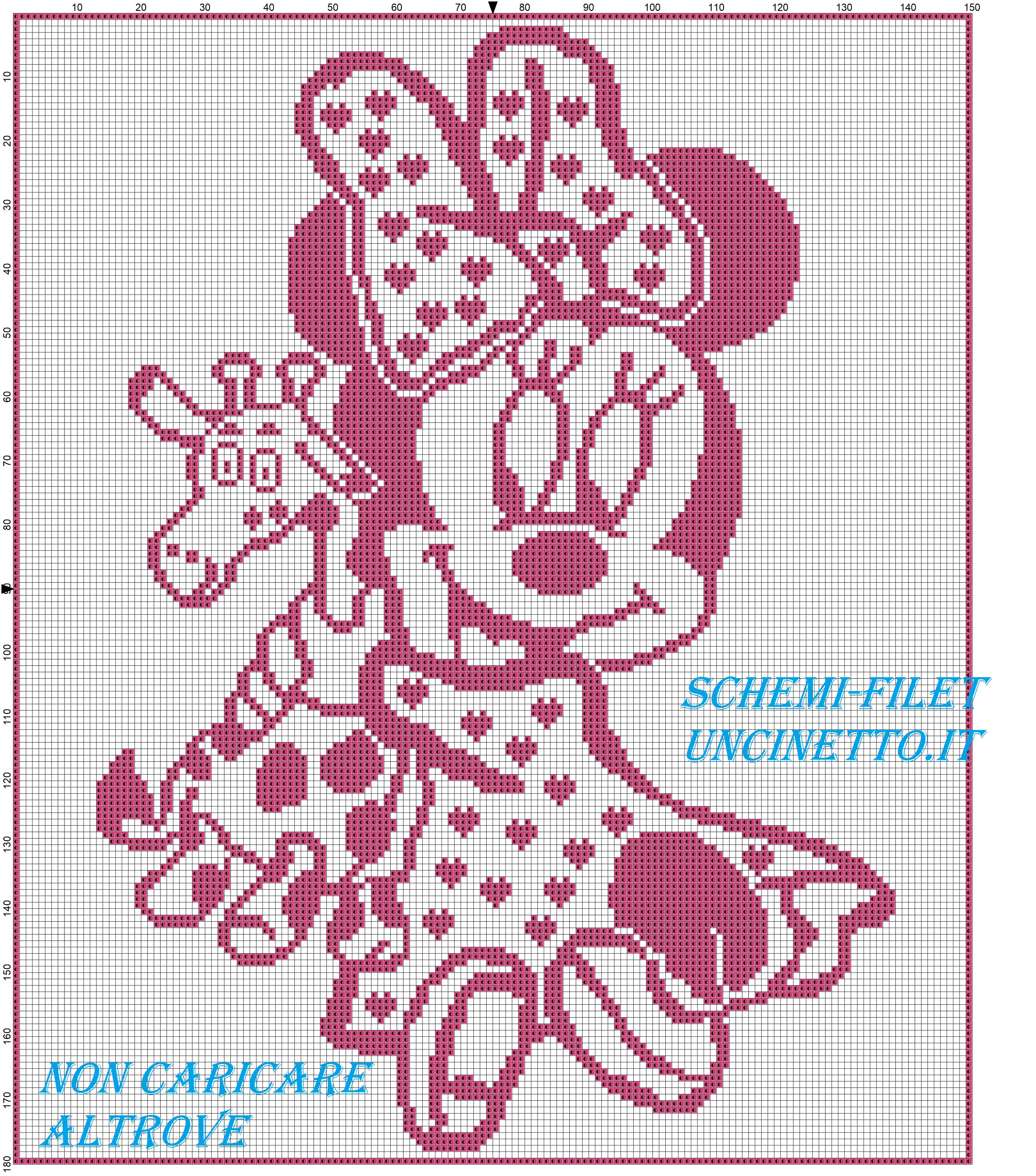 Schema punto croce baby Minnie con giraffa coperina