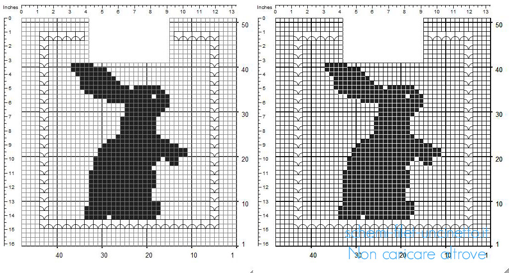 Schema uncinetto filet gratis bavaglino bimbo con coniglietto