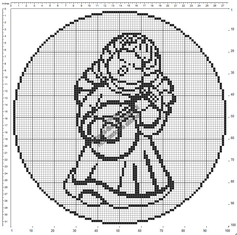 Schema uncinetto filet gratis centrino tondo con Angioletto Thun 100x100