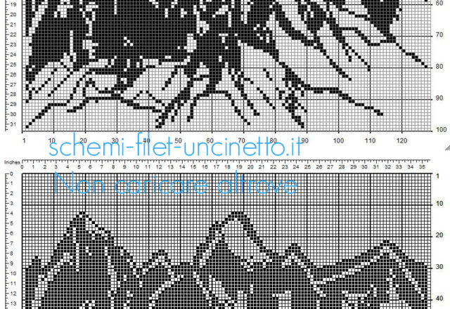 Schema uncinetto filet quadro con montagne gratis