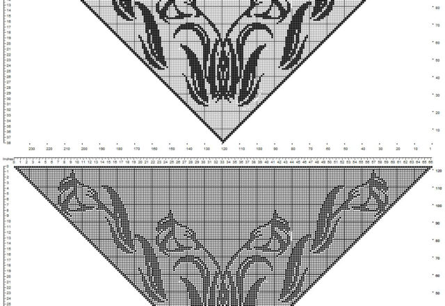 Schema uncinetto filet scialle con fiori