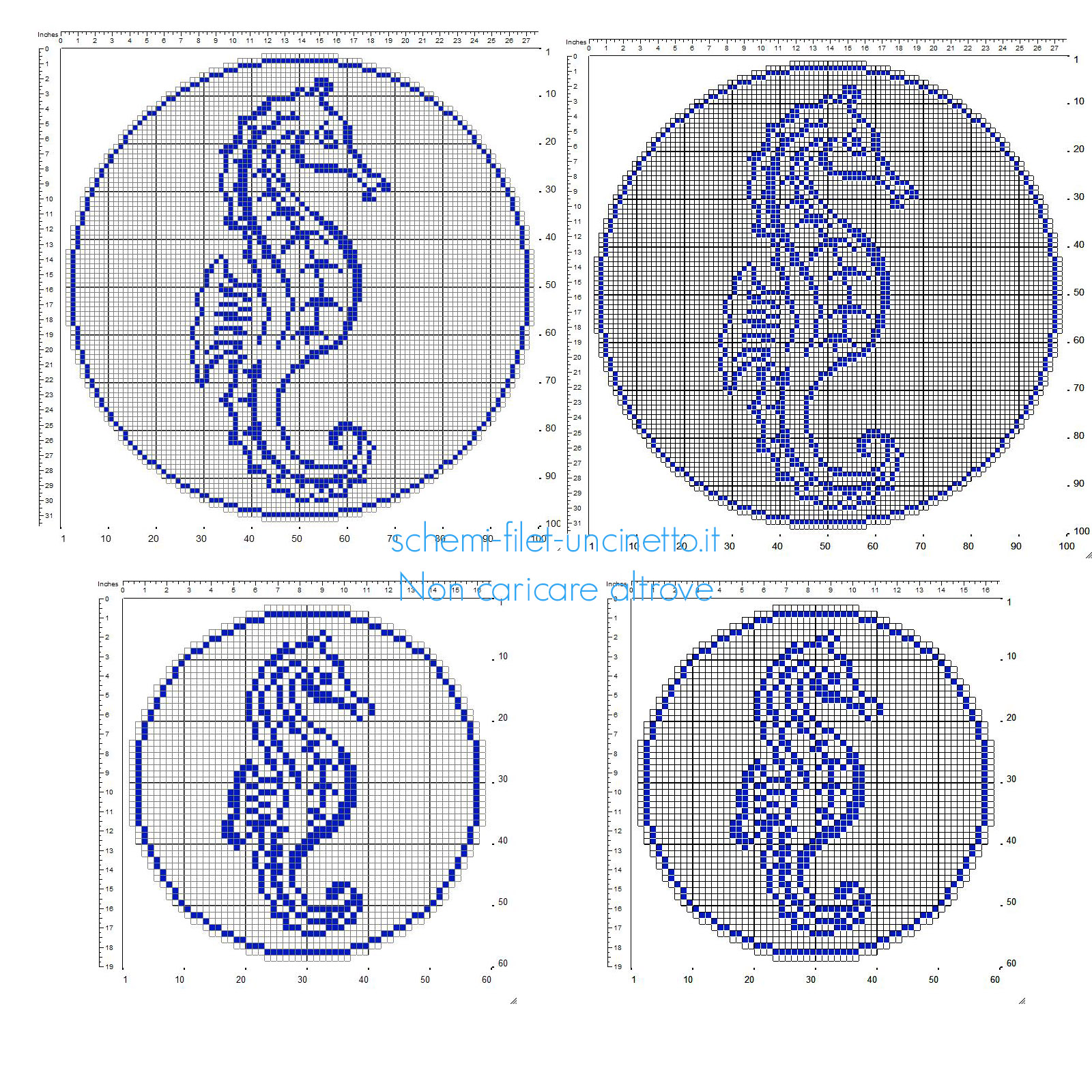 Set di centrini rotondi uncinetto filet per il bagno con cavallucci marini download gratis