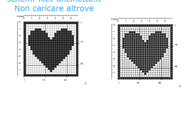 Sottobicchieri filet uncinetto con cuore schema da scaricare gratis 25 quadretti