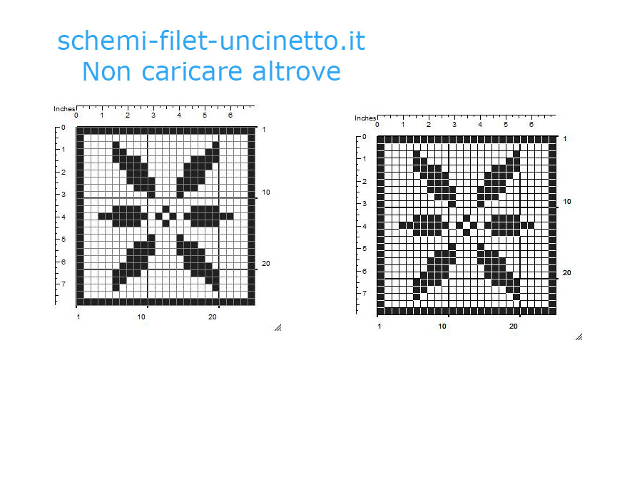 Sottobicchieri filet uncinetto con fiore 25 quadretti schema gratis