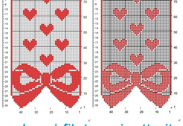 Tenda con fiocco e cuoricini filet uncinetto gratis 1