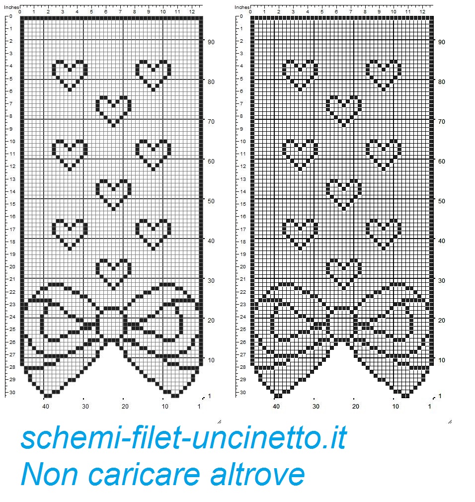 Tenda con fiocco e cuoricini filet uncinetto gratis