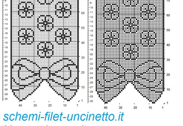 Tenda con fiocco e fiorellini filet uncinetto gratis