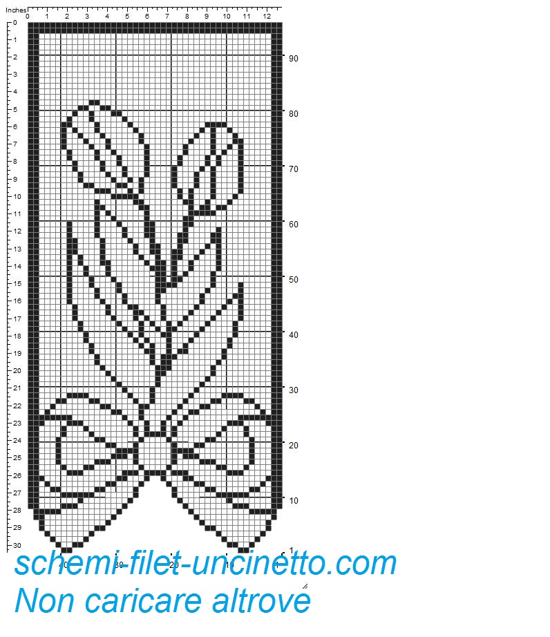 Tenda con fiocco e tulipani schema filet gratis 1