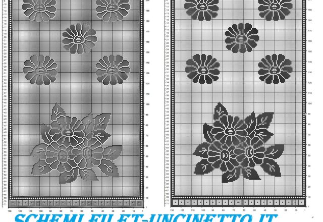 Tenda girasoli filet uncinetto schema gratis