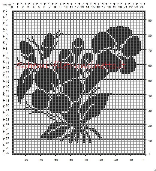 Tendina filet uncinetto 96 x 89 quadretti genziane