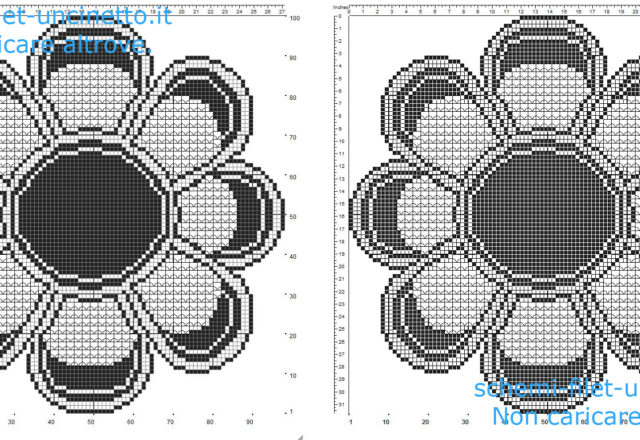 Trittico con petali del fiore margherita schema filet uncinetto gratis parte 1