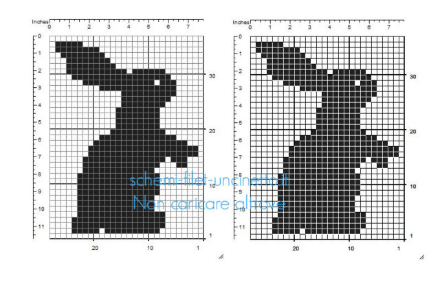 Un coniglietto schema inserto uncinetto filet 26 x 34 quadretti