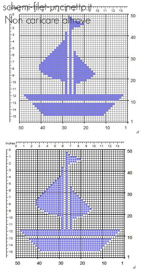Una barca geometrica piccolo inserto uncinetto filet schema gratis