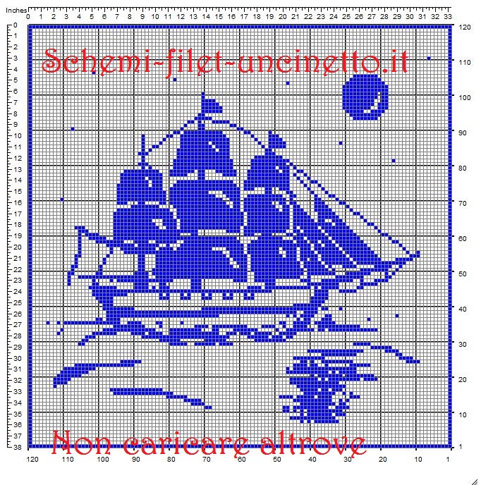 Veliero schema filet uncinetto quadro