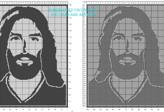 Volto di Gesù schema filet uncinetto gratis nella categoria schemi religiosi