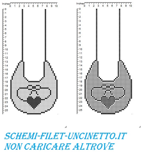 bavaglino cuore e fiocco schema filet uncinetto gratis