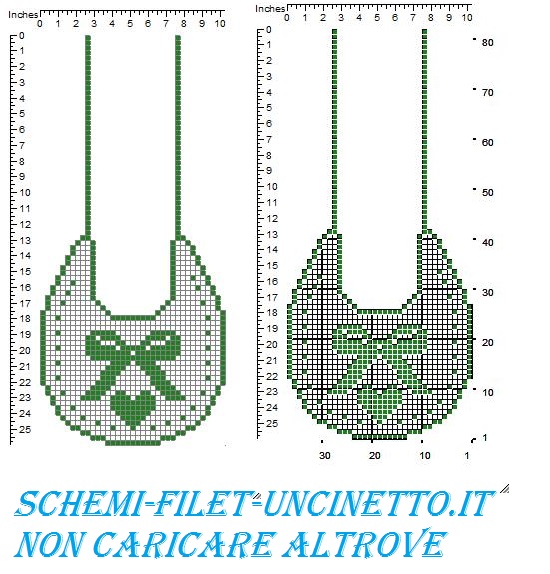 bavaglino fiocco e cuore grande schema filet gratis