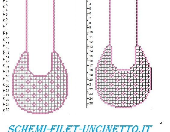 bavaglino fiorellini schema filet uncinetto gratis