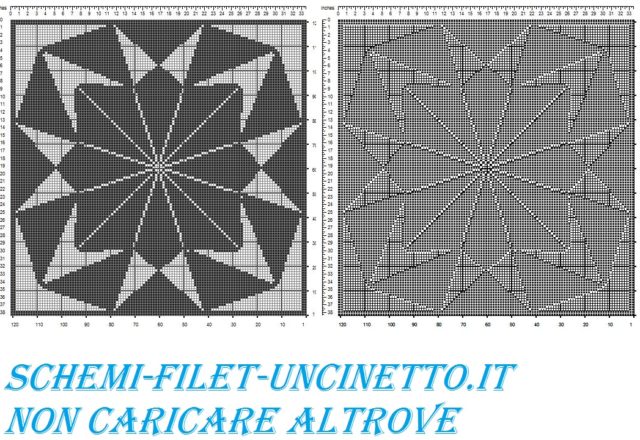 centro qudrato geometrico schema filet uncinetto gratis