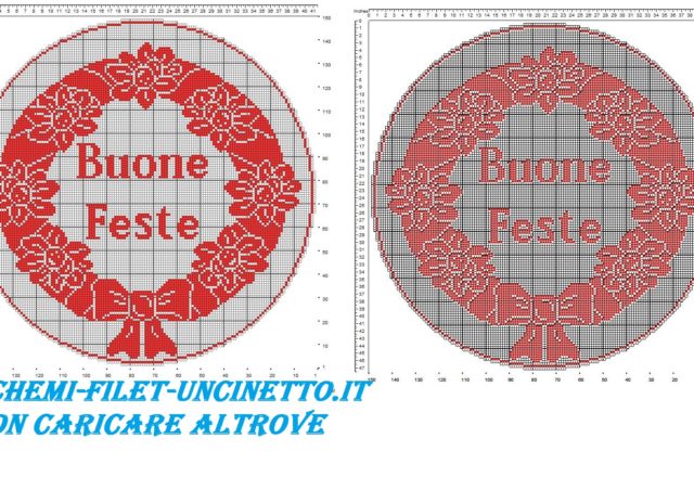 ghirlanda buone feste filet uncinetto schema gratis