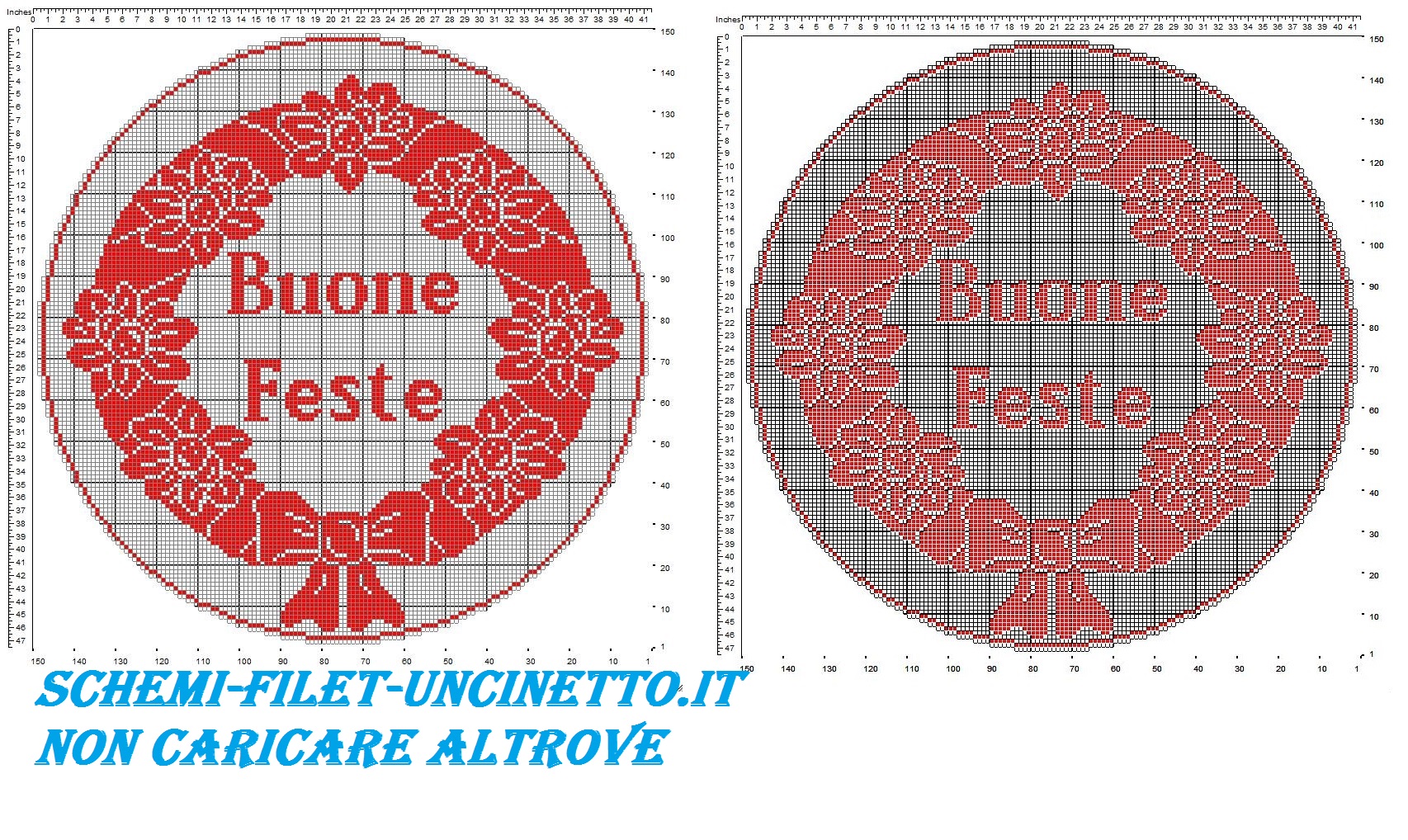 ghirlanda buone feste filet uncinetto schema gratis