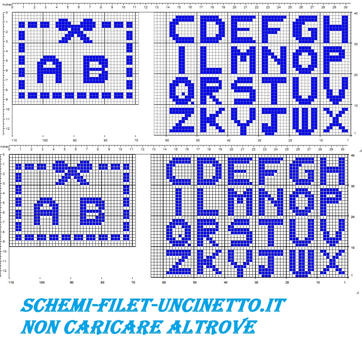 portafedi fiocco e iniziali semplice schema filet uncinetto gratis