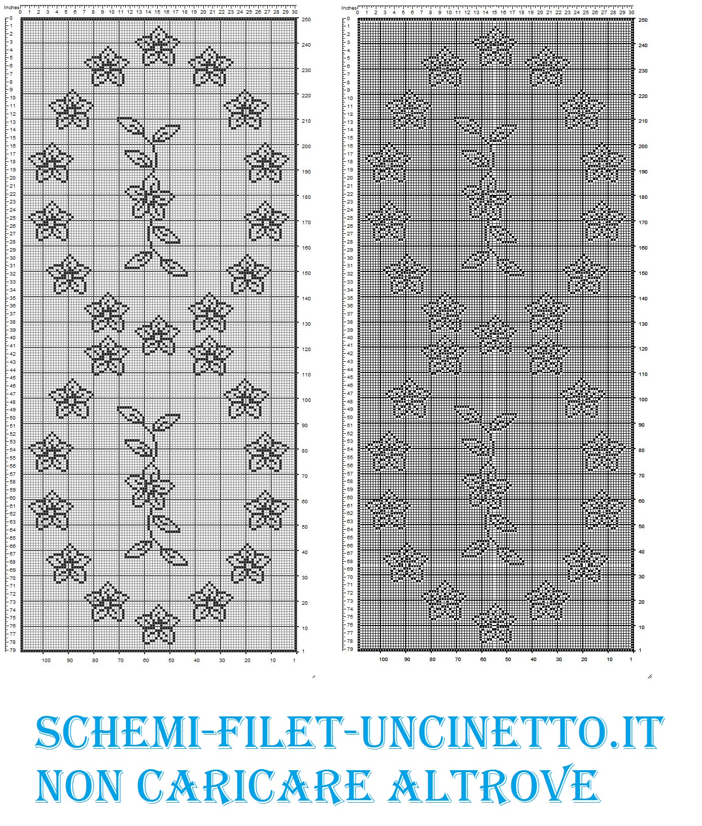 striscia centrotavola con fiorellini schema filet uncinetto gratis