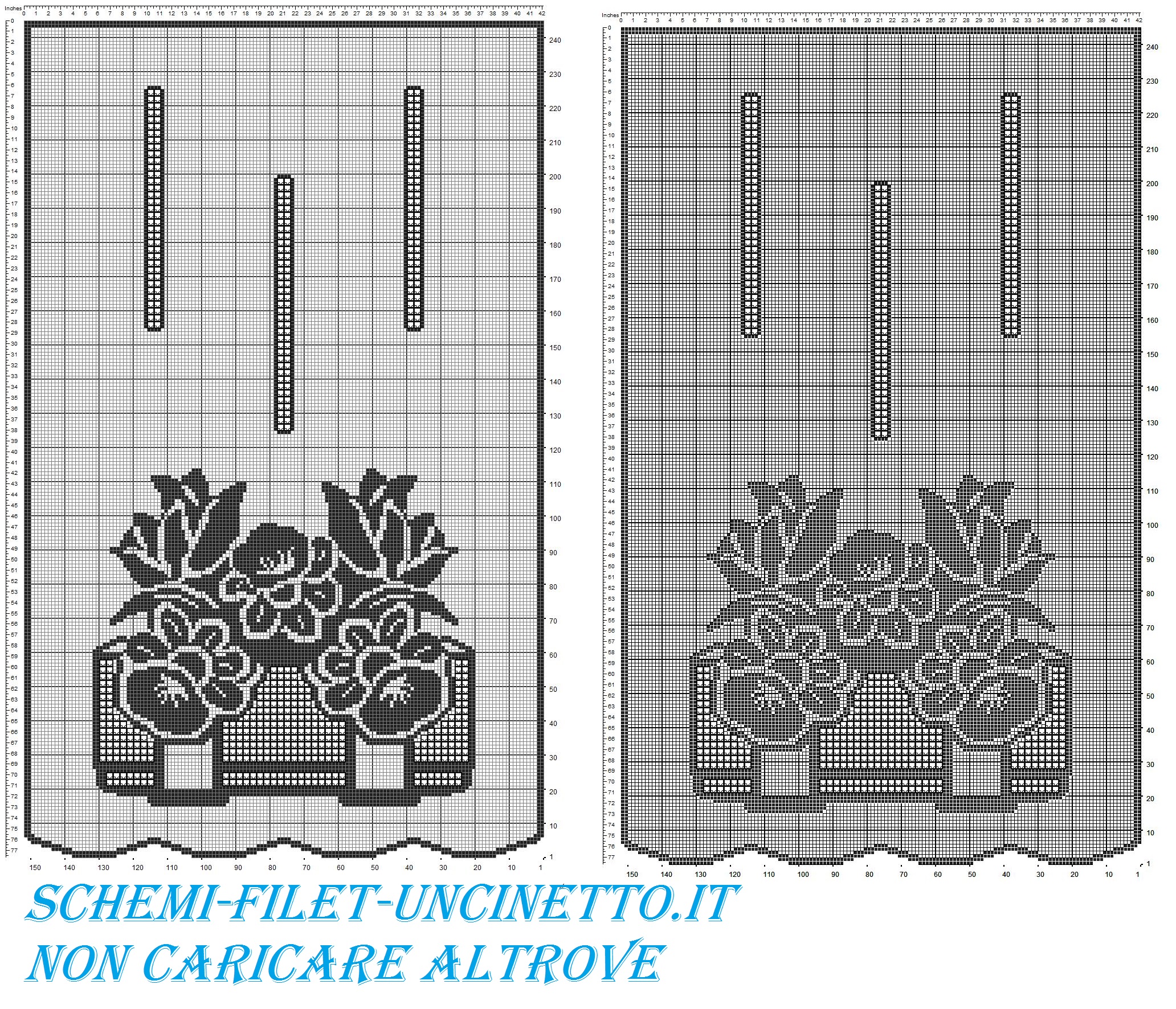 tenda con vaso di narcisi e tulipani schema filet uncinetto gratis