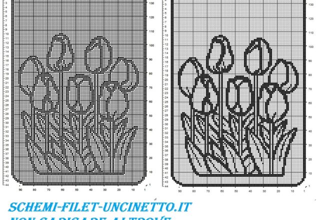 tenda tulipani filet uncinetto schema gratis